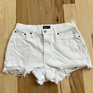 Abercrombie distressed white shorts